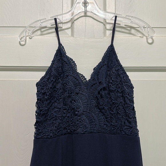 LULU’S Women’s Navy Blue Spaghetti Strap Long Gown Size Extra Small - Picture 3 of 8